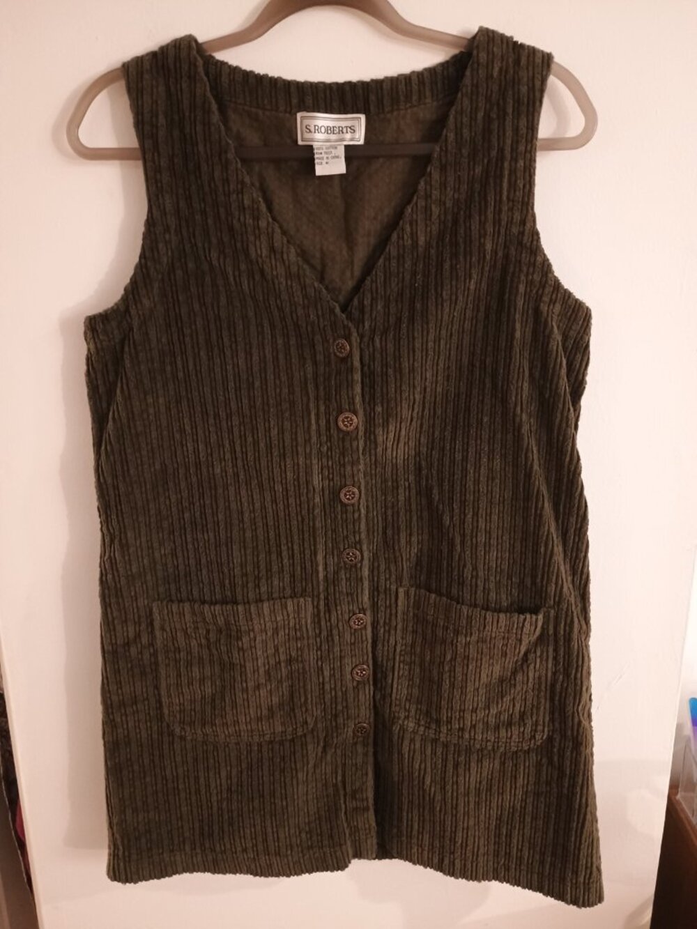 Vintage Pinafore Dress Bundle Of 2 Black Green 100% Cotton Medium Women's - Picture 2 of 15